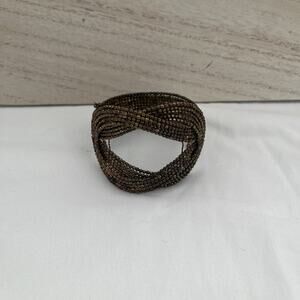 Brass small beaded flexible cuff bracelet, good condition, boho, retro